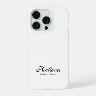 Modern Black White Monogram Name iPhone 15 Pro Case