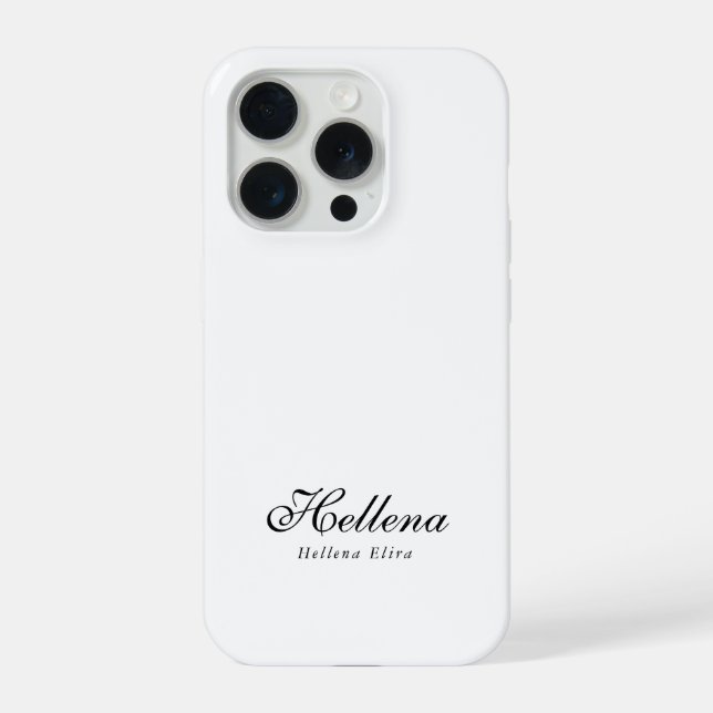 Modern Black White Monogram Name iPhone Case (Back)