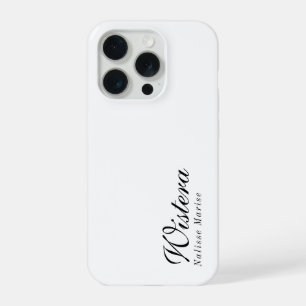 Modern Black White Monogram Name iPhone 15 Pro Case