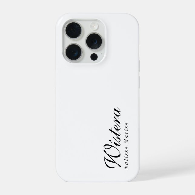 Modern Black White Monogram Name iPhone Case (Back)