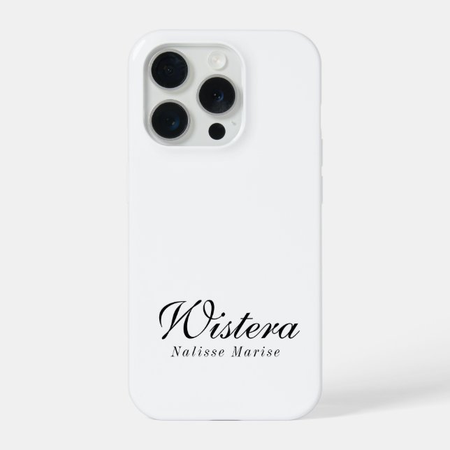 Modern Black White Monogram Name iPhone Case (Back)