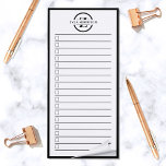 Modern Black White Monogram Name To Do List  Magnetic Notepad<br><div class="desc">Another useful notepad by JessicaAmber! You can now keep track of all your important tasks, in one easy location. This minimalist notebook in white features a black border, and text in a circle that says your name over a letter monogram. You can edit the text as needed. Tick off some...</div>
