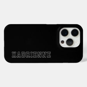 Modern Black White Monogram Outline Name iPhone 15 Pro Case