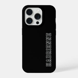 Modern Black White Monogram Outline Name iPhone 15 Pro Case
