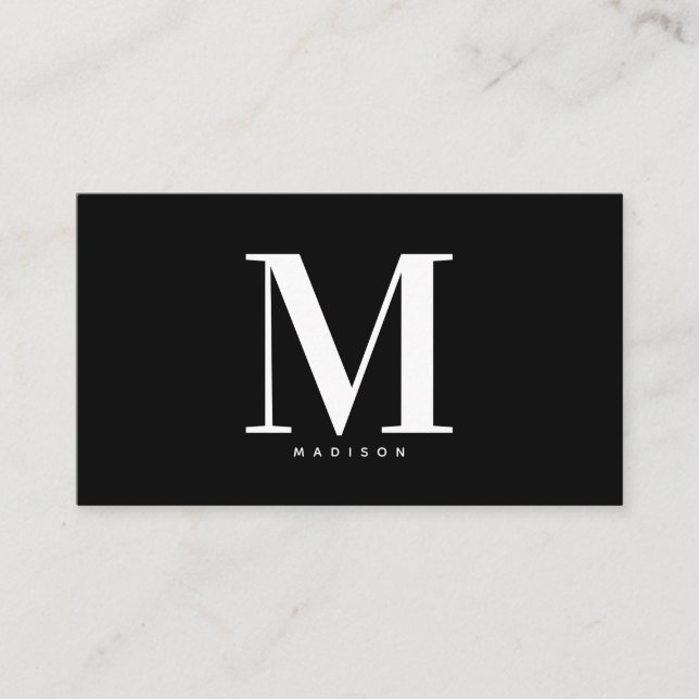 Modern Black White Monogram Social Media Icons Business Card (Front)