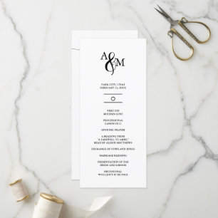 Modern Black & White Monogram Wedding Program