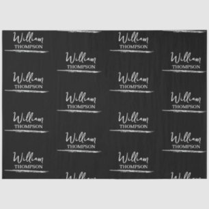 Modern Black & White Monogrammed Name Tissue Paper