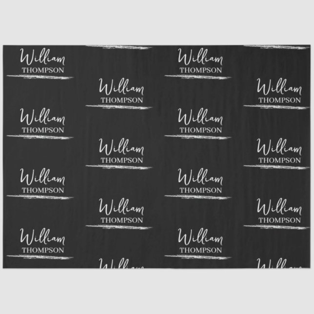 Modern Black & White Monogrammed Name Tissue Paper (Front)