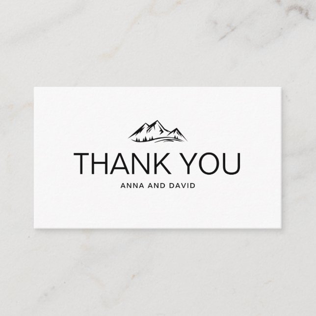 Modern Black & White Mountains Thank you Card (Front)