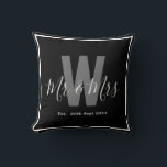 Modern Black White Mr Mrs Monogram Border Date Throw Pillow<br><div class="desc">Add a personal touch to your space with this stylish home décor Modern Black and White Monogram Throw Pillow featuring a monogrammed initial,  Mr & Mrs and established date. Easily customizable to display your own name and initial,  it's the perfect blend of comfort and personalization for your home!</div>