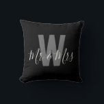 Modern Black White Mr Mrs Monogram Throw Pillow<br><div class="desc">Add a personal touch to your space with this stylish home décor Modern Black and White Monogram Throw Pillow featuring a monogrammed initial and Mr & Mrs. Easily customizable to display your own name and initial,  it's the perfect blend of comfort and personalization for your home!</div>