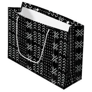 Modern Black White Mudcloth African Pattern Large Gift Bag