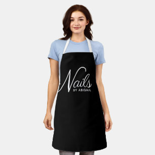 Modern Black & White Nail Stylist Apron
