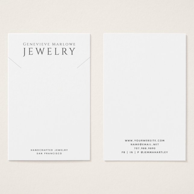 Modern Black White Necklace Display Cards (Front & Back)