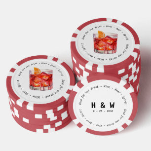 Modern Black White Negroni Drink Voucher Wedding Poker Chips