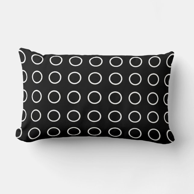 Modern Black White Open Circles Geometric Pattern Lumbar Pillow (Front)
