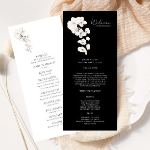 Modern Black White Orchid Floral Wedding Program