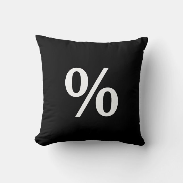 Modern Black & White % Percentage Sign Button Throw Pillow (Front)