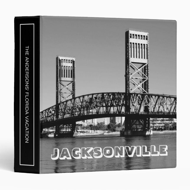 Modern Black White Personalized Custom Photo Album Binder (Front/Spine)
