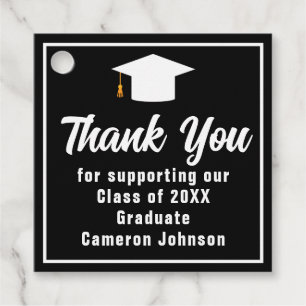Modern Black White Personalized Graduation Party Favour Tags