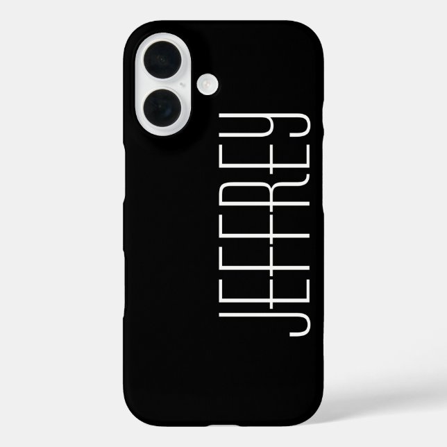 Modern, Black & White, Personalized Jumbo Name Case-Mate iPhone Case (Back)