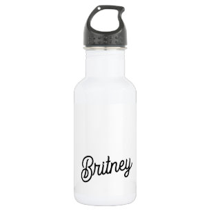 Modern Black White Personalized Monogram and Name  532 Ml Water Bottle
