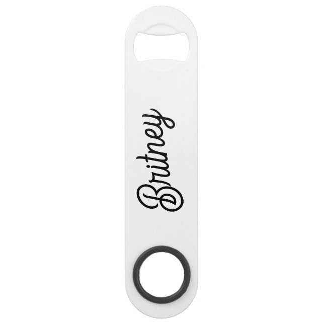 Modern Black White Personalized Monogram and Name  Bar Key (Front)