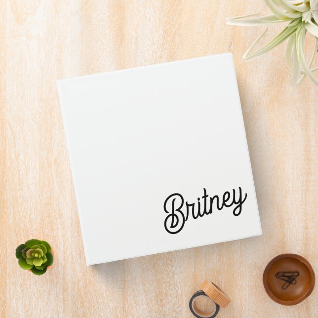 Modern Black White Personalized Monogram and Name  Binder (In Situ)