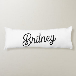 Modern Black White Personalized Monogram and Name  Body Pillow
