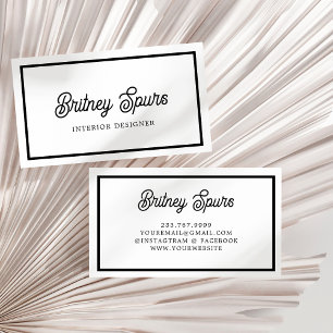 Modern Black White Personalized Monogram and Name  Business Card