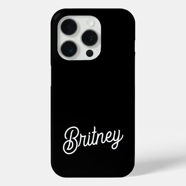 Modern Black White Personalized Monogram and Name  Case-Mate iPhone Case (Back)