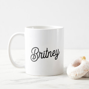 Modern Black White Personalized Monogram and Name  Coffee Mug