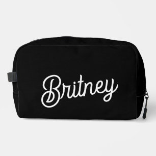 Modern Black White Personalized Monogram and Name  Dopp Kit