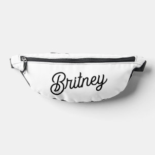 Modern Black White Personalized Monogram and Name Fanny Pack