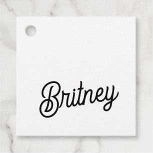 Modern Black White Personalized Monogram and Name  Favour Tags