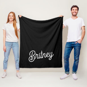 Modern Black White Personalized Monogram and Name  Fleece Blanket