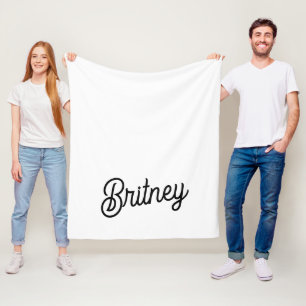 Modern Black White Personalized Monogram and Name  Fleece Blanket