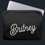 Modern Black White Personalized Monogram and Name  Laptop Sleeve<br><div class="desc">The Modern Black White Personalized Monogram and Name Laptop Sleeve would be a stylish and protective accessory for your laptop. The sleek black and white design, combined with personalized details, adds a touch of sophistication while safeguarding your device. It’s ideal for both professional and personal use, providing a blend of...</div>