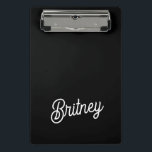 Modern Black White Personalized Monogram and Name  Mini Clipboard<br><div class="desc">The Modern Black White Personalized Monogram and Name Mini Clipboard would be a stylish and practical tool for organizing notes and documents on the go. The black and white design, combined with personalized details, adds a touch of elegance while keeping your materials neatly in place. If you have specific design...</div>