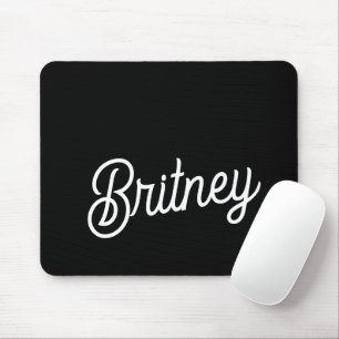 Modern Black White Personalized Monogram and Name  Mouse Pad