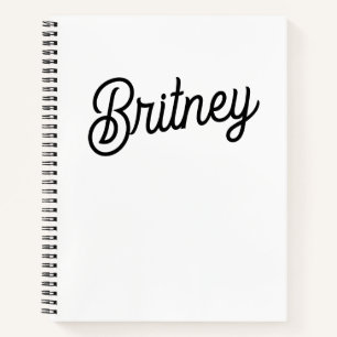 Modern Black White Personalized Monogram and Name  Notebook