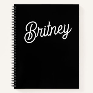 Modern Black White Personalized Monogram and Name  Notebook
