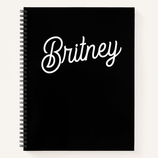 Modern Black White Personalized Monogram and Name  Notebook (Front)