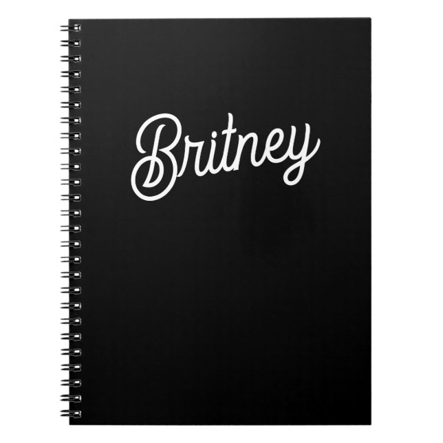 Modern Black White Personalized Monogram and Name  Notebook (Front)