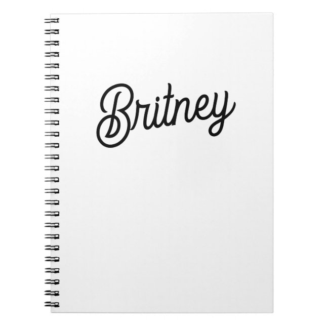 Modern Black White Personalized Monogram and Name  Notebook (Front)