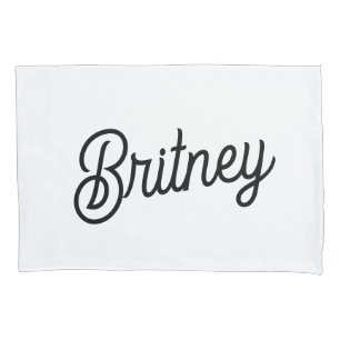 Modern Black White Personalized Monogram and Name  Pillowcase