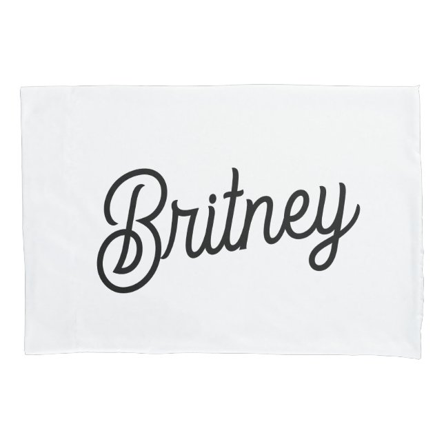 Modern Black White Personalized Monogram and Name  Pillowcase (Front)