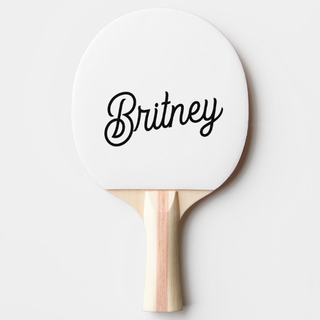 Modern Black White Personalized Monogram and Name  Ping Pong Paddle (Front)