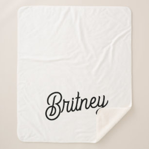 Modern Black White Personalized Monogram and Name  Sherpa Blanket