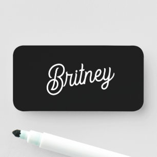 Modern Black White Personalized Monogram and Name  Tag